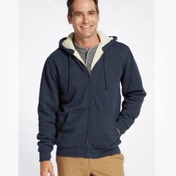 L.L. Bean Mens Katahdin Iron Works Heavyweight Hooded Sherpa Cotton Sweatshirt M - Picture 1 of 8